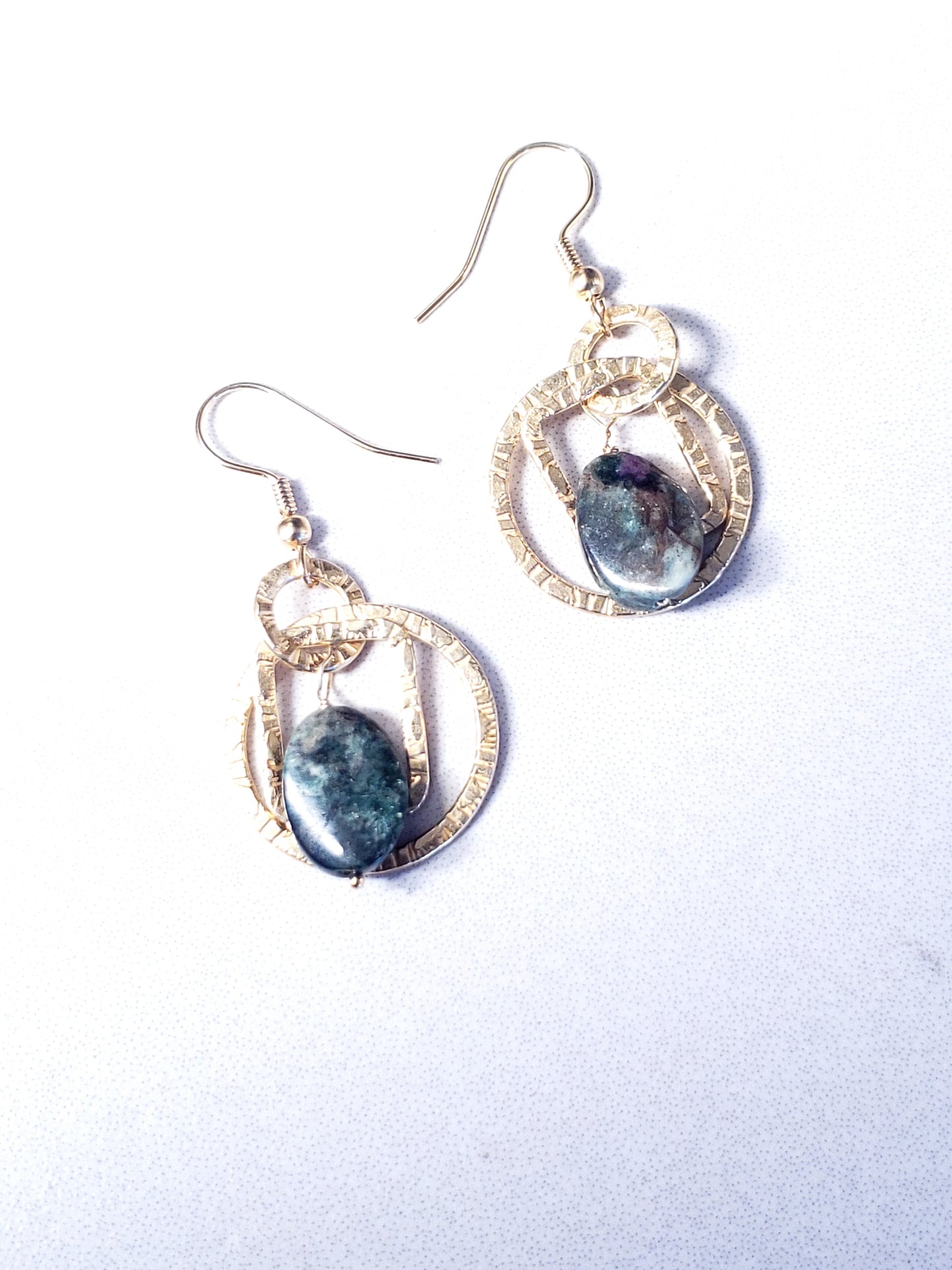 Multi stone textured geometric earrings