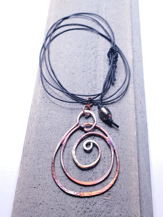 Fire painted copper spiral