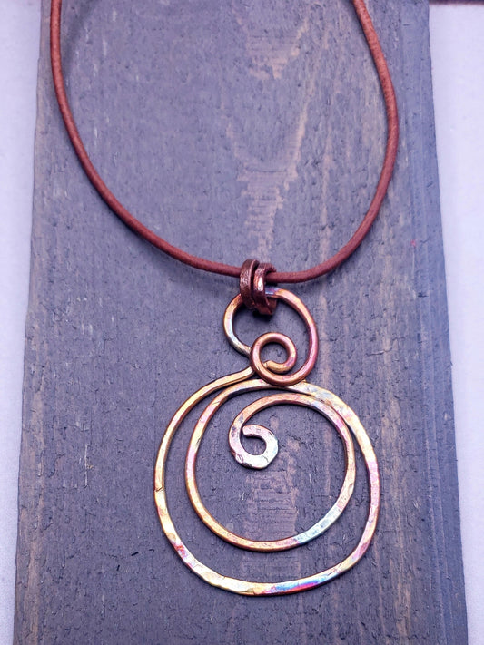 Fire painted copper spiral