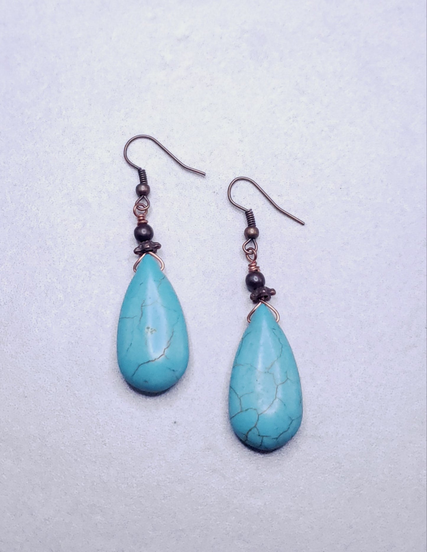 Turquoise howlite teardrops