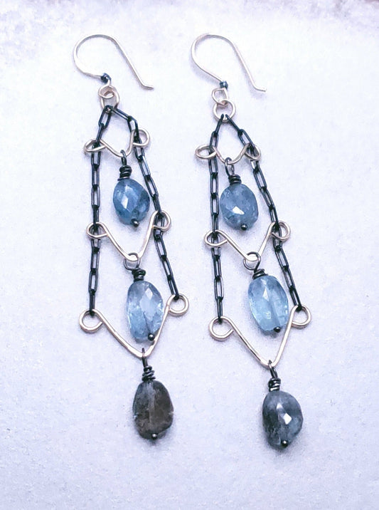 Multi gemstone Ladder earrings