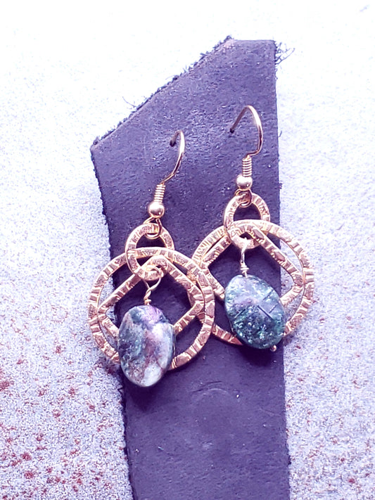 Multi stone textured geometric earrings