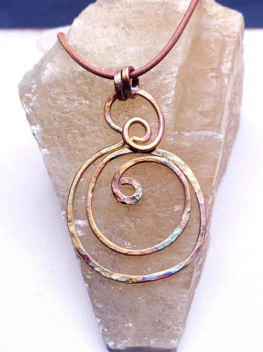 Fire painted copper spiral
