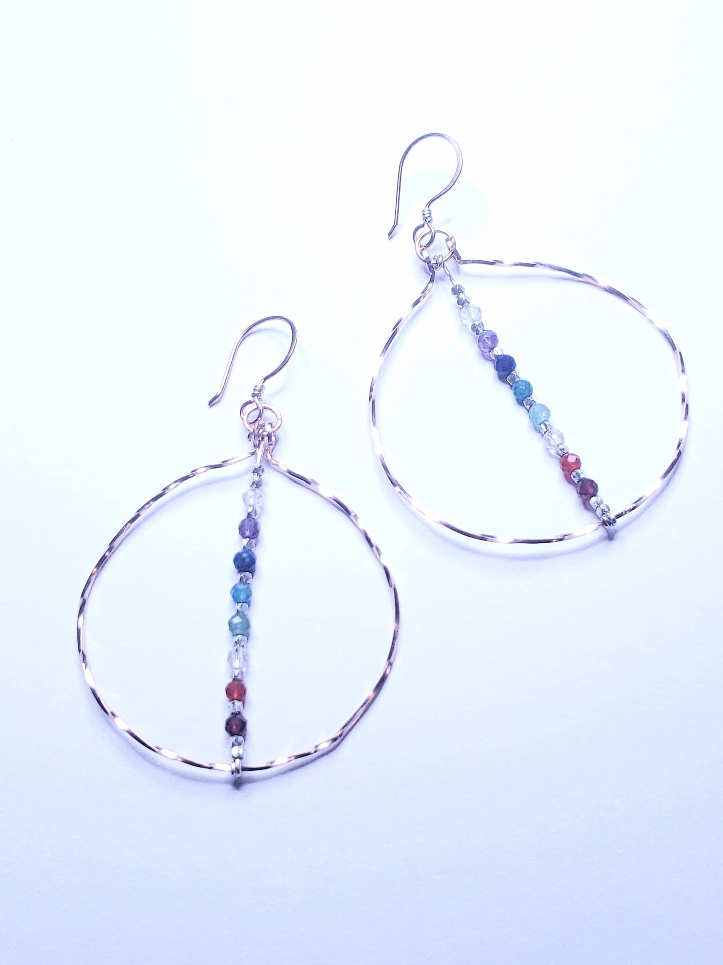 Rose gold chakra hoops