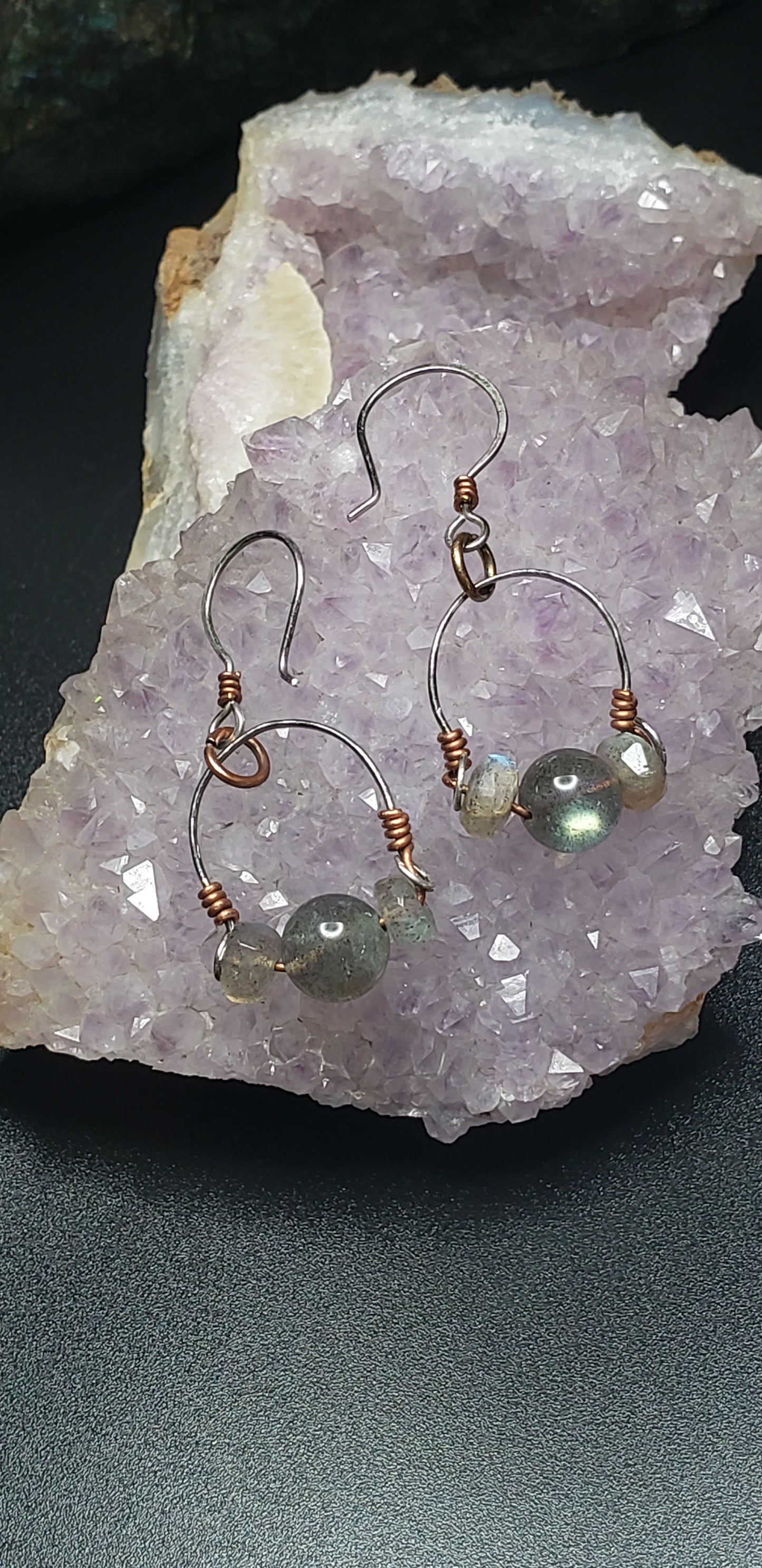 Labradorite "horseshoe" hoops