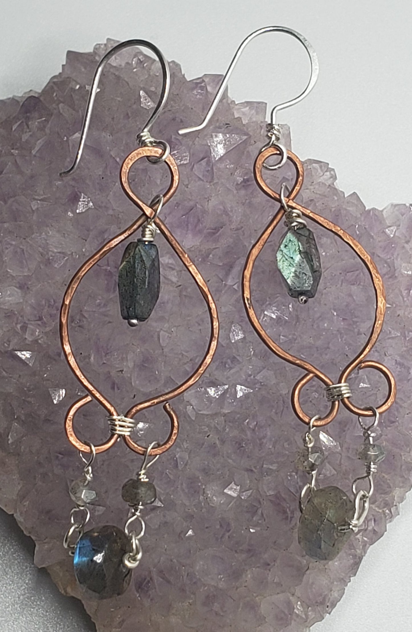 Elegant copper chandelier earrings