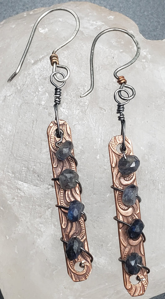 Copper scroll earrings