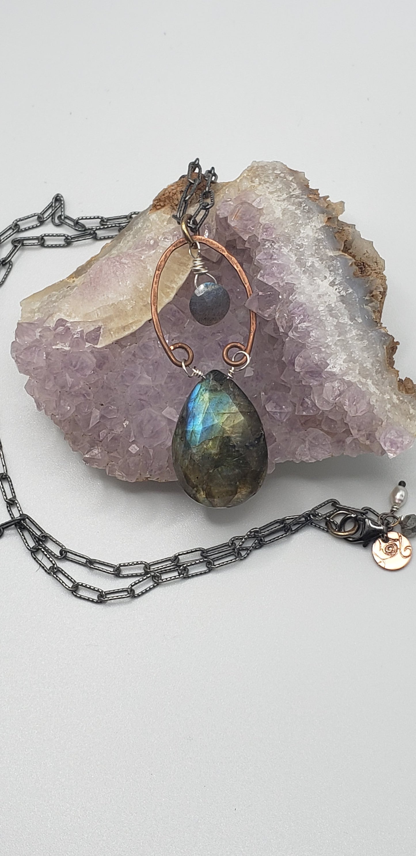 Double Labradorite horseshoe pendant