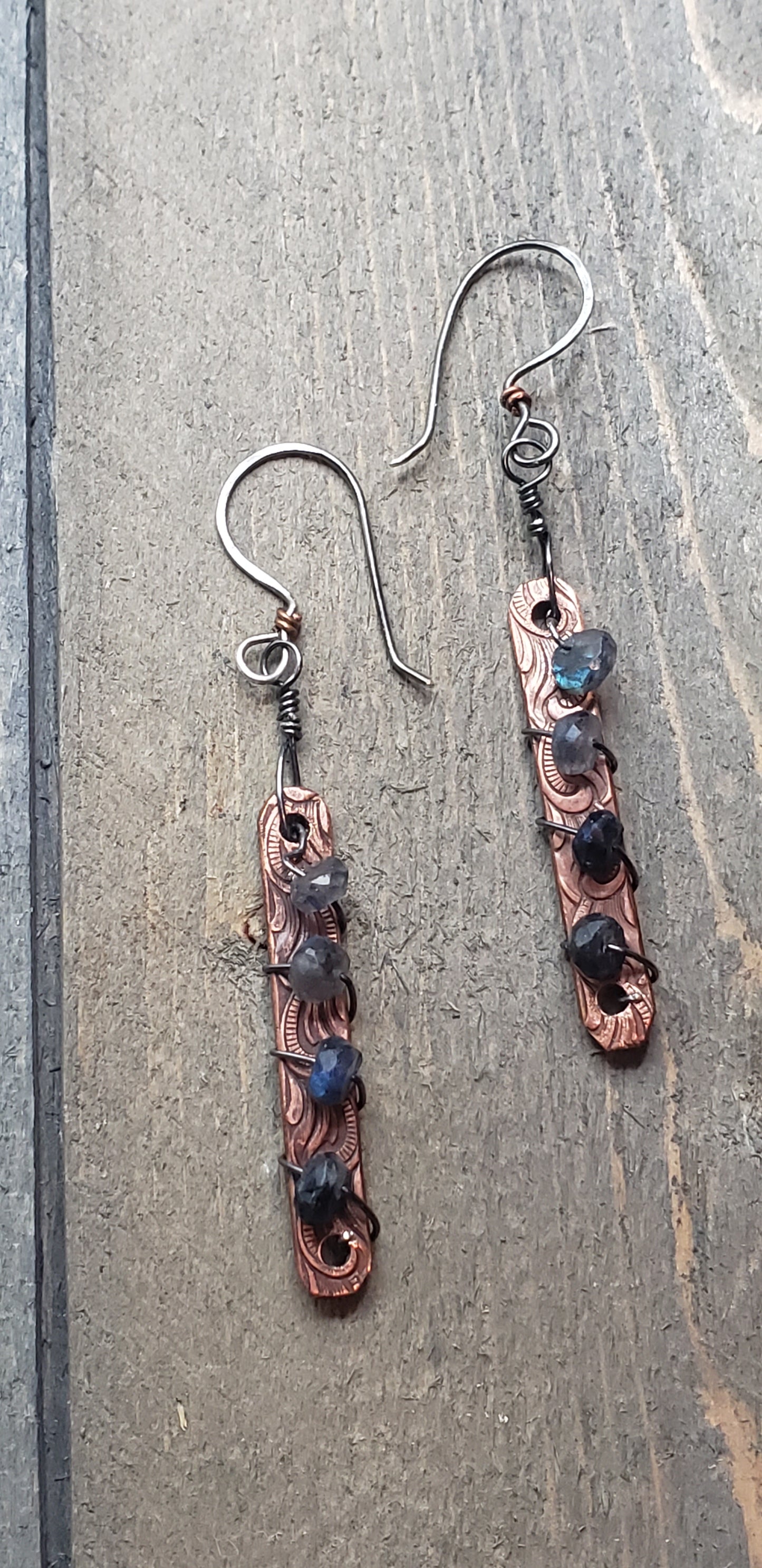 Copper scroll earrings