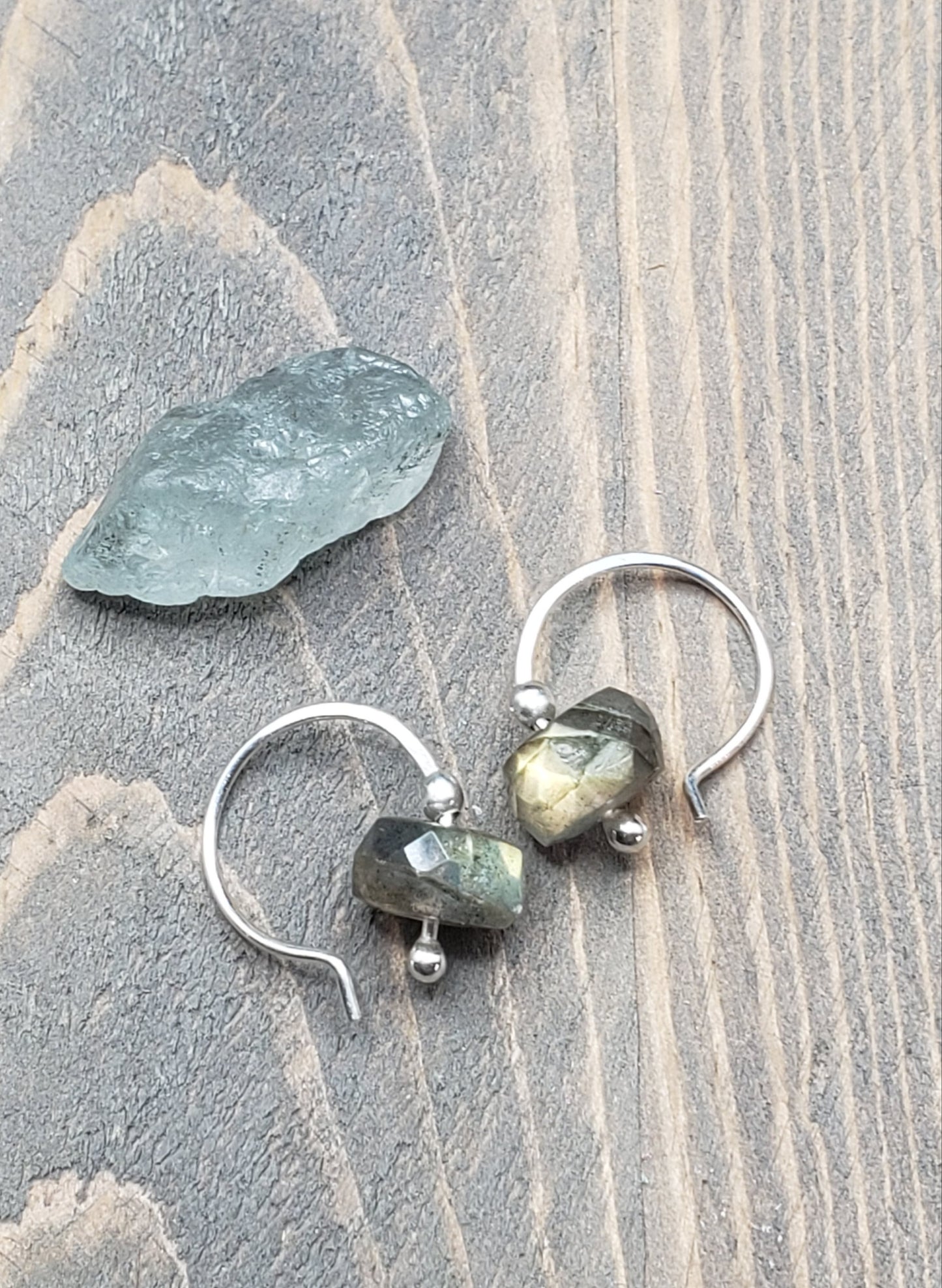 Faceted Labradorite 1/2 hoops