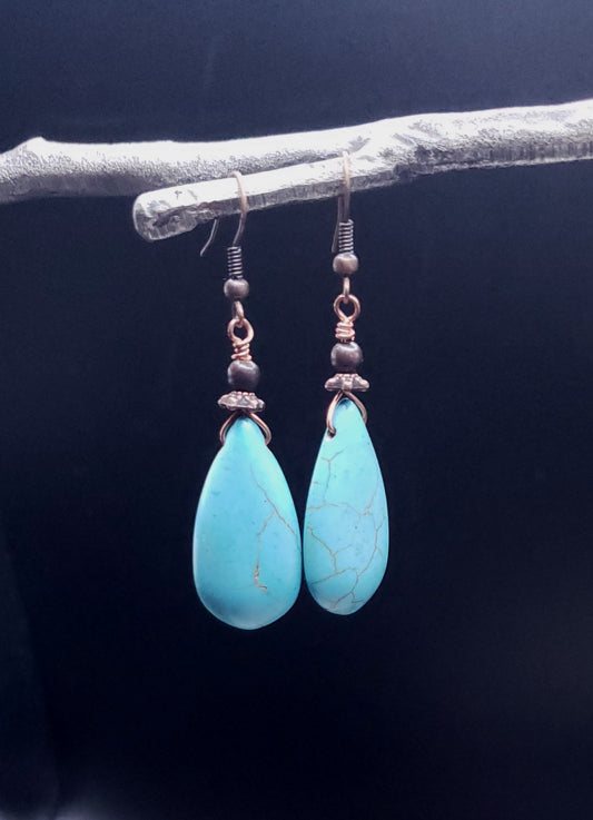 Turquoise howlite teardrops